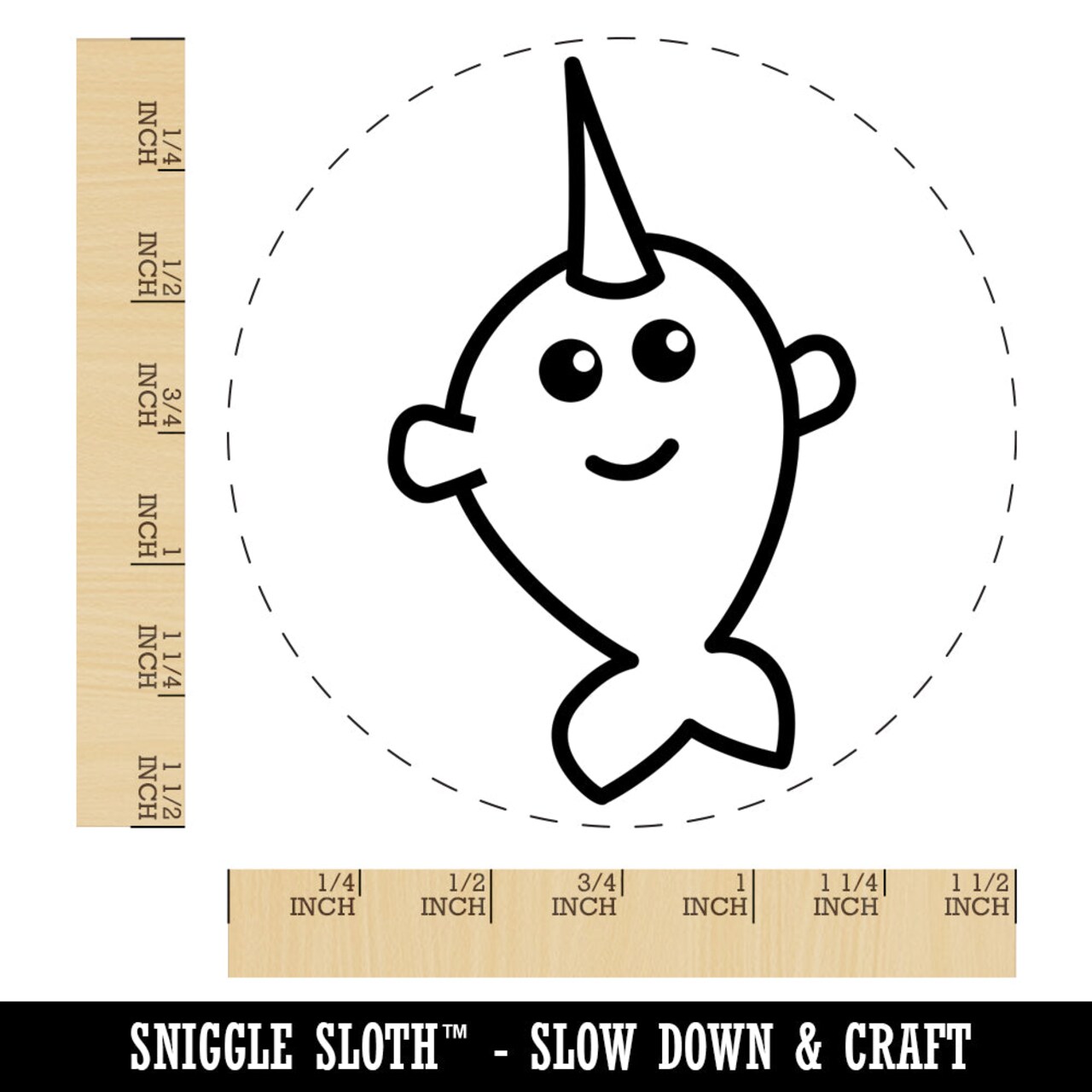 Adorable Narwhal Kawaii Doodle Self-Inking Rubber Stamp for Stamping Crafting Planners